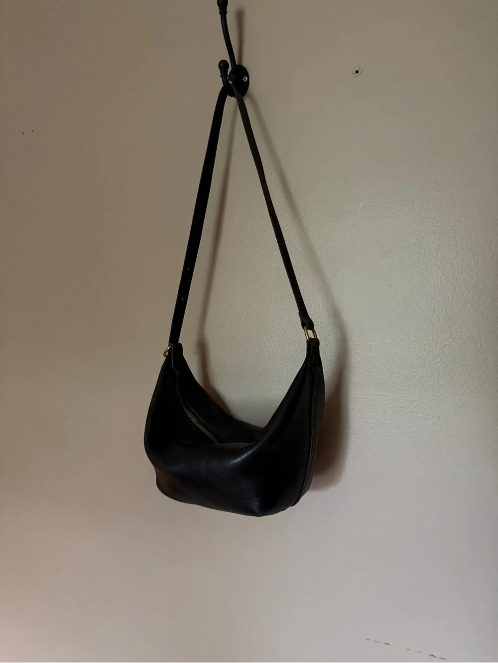 Madewell Black Leather Crescent Hobo Bag
